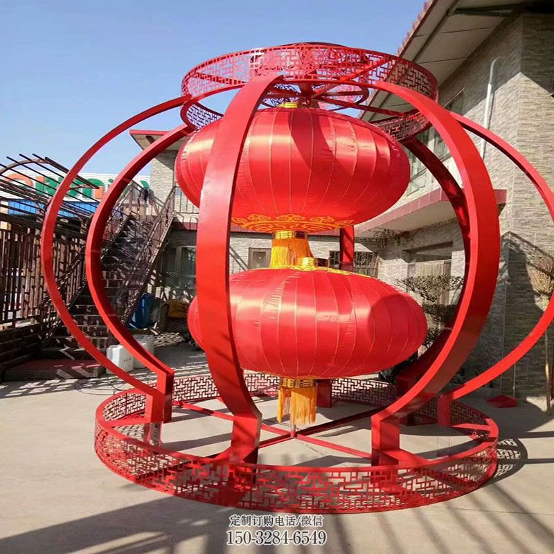主题灯笼雕塑优选，多彩艺术，抽象不锈钢灯笼雕塑选用